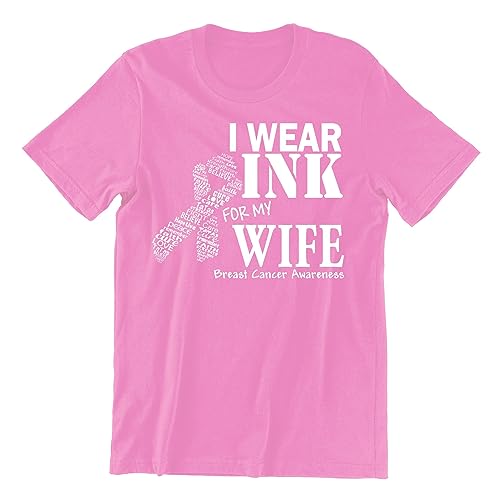 Breast Cancer Awareness Family Support I Wear Pink for My Wife Shirts for Men Men's T-Shirt, Azalea Pink, L