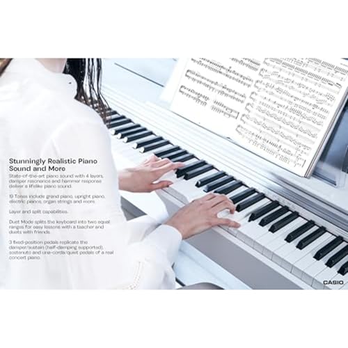 Image of Casio Privia PX-770 - 88-Key Weighted Console Digital Piano | Tri-Sensor II Scaled Hammer Action Keys | AiR Sound Source, 19 Tones, Concert Play, 16W Stereo Speakers, USB-MIDI | Elegant White Cabinet | 88 Weighted Keys with Simulated Ebony and Ivory Surfaces, Multi-Dimensional Morphing Air Sound Source with 19 Tones