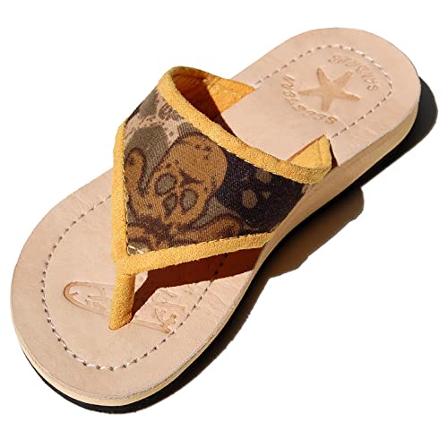Seestern - Chanclas de piel para niño, tallas 25-35, amarillo, 35 EU Cover