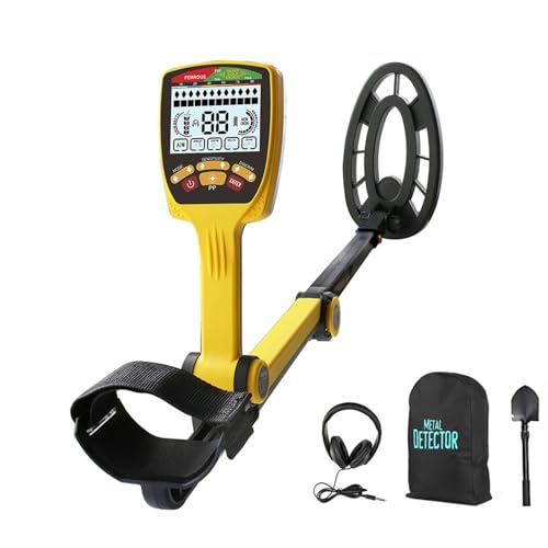 Detector de metales para caza de tesoros, largo alcance, impermeable, ajustable, alta precisión con pantalla LCD retroiluminada, diseño plegable