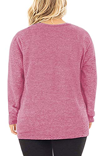 Image of DOLNINE Womens Plus Size Knotted Tops Long Sleeve Tee Shirts Loose Casual Blouse