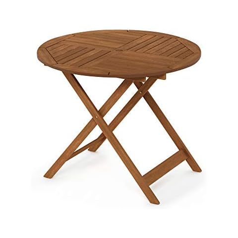 Furinno Outdoor Hardwood Folding Table with Umbrella Hole Cover