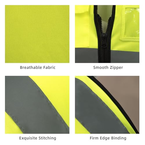 Brovamo Warnwesten Auto, Warnweste, Warnweste Kinder Erwachsene, Reflektierende Warnwesten Alle Größen - Sicherheitswesten Gelb, Warnweste für Auto Fahrrad Motorrad (L)