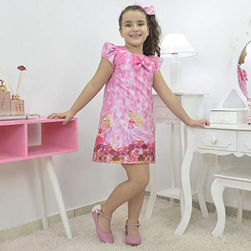 Vestido infantil da Barbie princesa na cor rosa