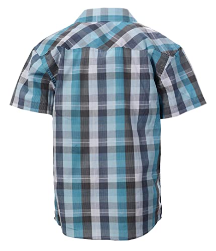 Image of Gioberti Boys Casual Western Plaid Pearl Snap-on Buttons Short Sleeve Shirt