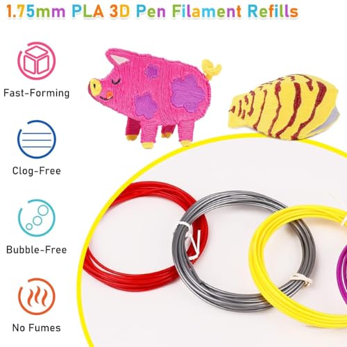 Image of 3IDEA 3D Pen Filament Refills, PLA 1.75mm, 5 Colors Pack (5M Each), High Precision Diameter, Compatible with 3D Pens & Printers, DIY Creative Art & Hobbies