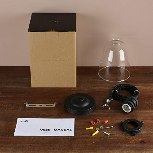 Pathson Retro Pendant Lighting, Industrial Small Hanging Light With Clear Glass And Textile Cord, Adjustable Kitchen Lamp For Hotels Hallway Living Room #TOP6