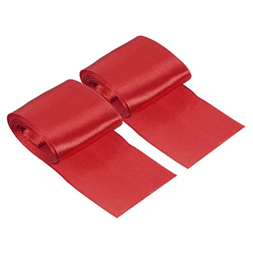 PATIKIL Finish Line Satin Ribbon 5cm 8m/26ft, 2 Pack Polyester Fabric Tape for Outdoor Athletics Sprint Running Race Sport, Red