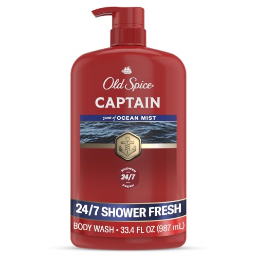 Old Spice Body Wash for Men, Long-Lasting Captain Scent, 33.4 fl oz