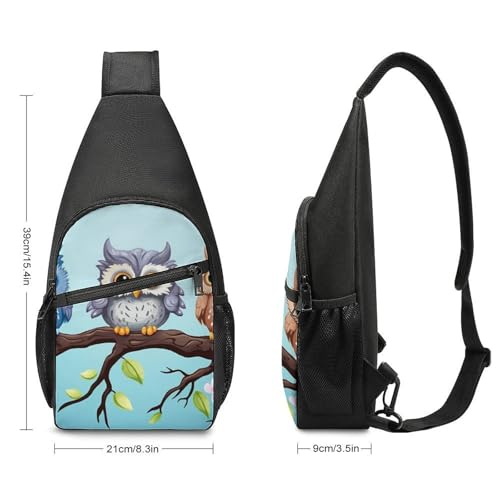 Mochila Sling Bag Owls on A Branch para senderismo miniatura 2