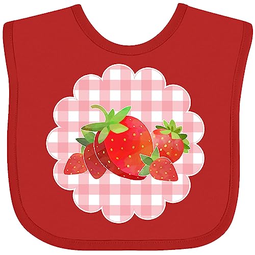 inktastic Strawberries on Checkered Background Baby Bib