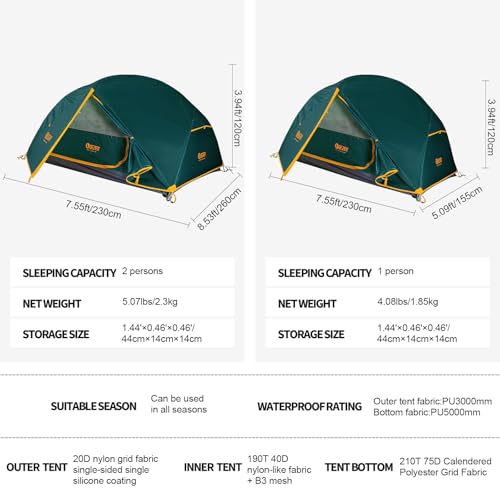 Carpa ultraligera para mochilero, carpa impermeable para camping y senderismo miniatura 2