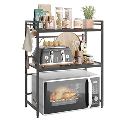 NETEL Expandable Microwave Stand 3 Tier Microwave oven Rack with 8 Hooks Height Adjustable Oven Stand for Kitchen Width 4065 cm freely adjustable kitchen shelf organiser Black