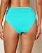 Tempt Me Women Light Blue Mid Rise Bikini Bottoms Full Coverage Swimsuit Ruched Scrunch Swim Bottom S