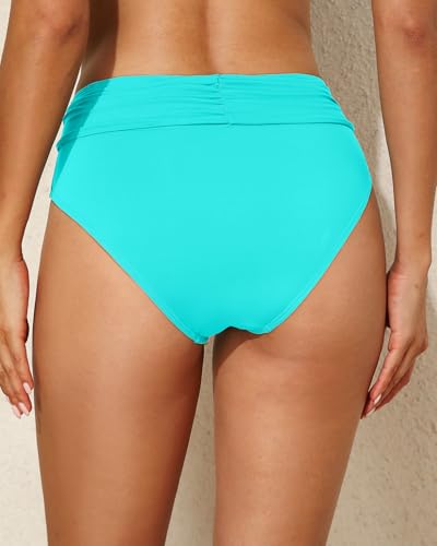 Image of Tempt Me Women Mid Rise Bikini Bottoms Full Coverage Swimsuit Ruched Scrunch Swim Bottom