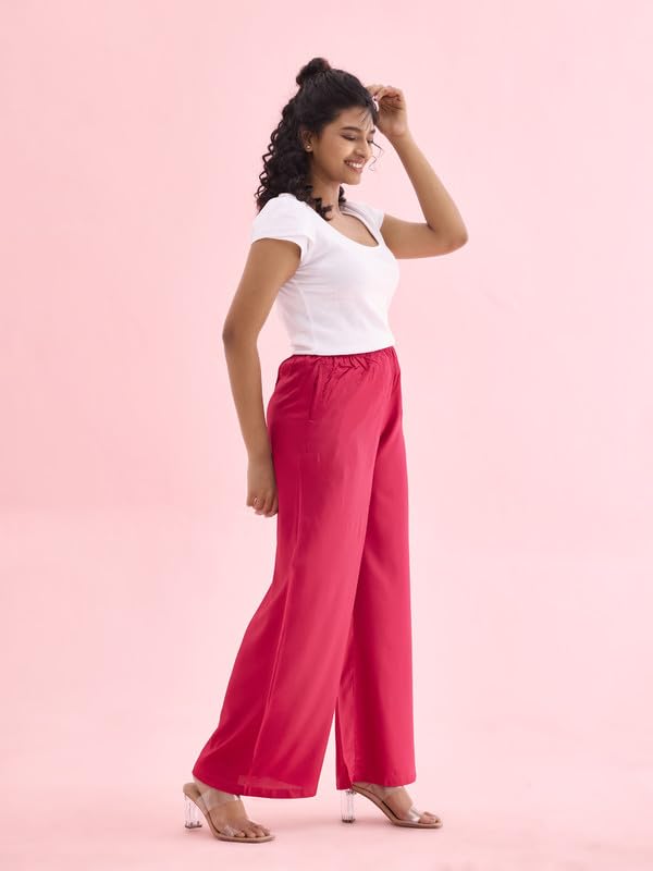 Image of GO COLORS Soft Viscose Basic Palazzo Full Length for Women| Breathable, Mid Rise, Relaxed Fit