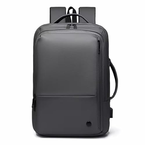 Customized Logo Large Capicity Unisex Business Laptop Backpack, Large Capacity Waterproof Oxford Polyester Travel Bag with USB Port, Gray, Multiple Compartments for Study