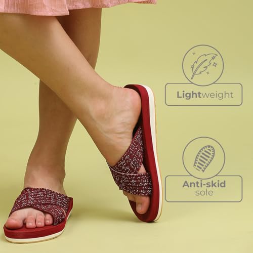 Image of YOHO Starry Slippers for Women | Criss-Cross Elastic Strap | Lightweight & Waterproof | Extra Soft Cushioned Orthopaedic Footpharma Footbed | Stylish Casual Flats for Everyday