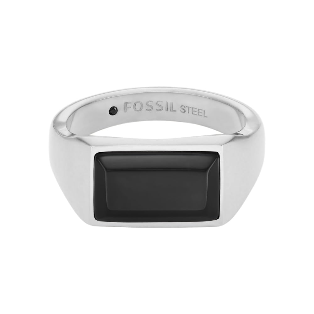Fossil Herrenring Schmuck, Silber-Ton oder Gold-Ton Edelstahl Signet