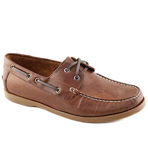 MJNY Mens Casual Comfortable Genuine Leather Lightweight Boat Shoe Classic Fashion Loafer Slip On Breathable Deck Shoe