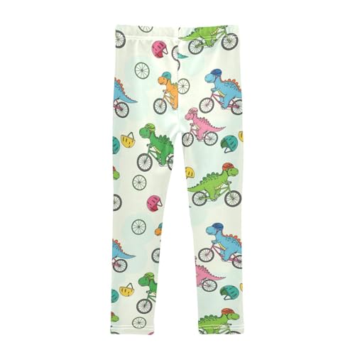 J JOYSAY Colorful Dinosaur Cycling Girls Leggings Soft Comfortable Stretchy Kids Toddler Leggings Size 4-10T2