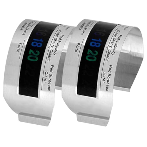 MUCKLILY Termometro per Vino Digitale Bracciale in Acciaio Inossidabile con Display LCD Misuratore Temperatura Bottiglia Birra Vino Design Compatto e Adattabile per Diverse Dimensioni