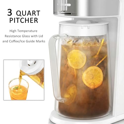 Image of wirsh Iced Tea Maker with 3QT Pitcher, Iced Coffee Maker with Strength Control and Reusable Filter, Perfect For Iced Coffee, Latte, Tea, Lemonade, Flavored Water,White