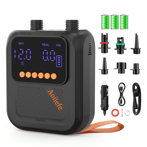 Aoiiefe Portable Rechargeable Electric SUP Paddle Board Pump, Intelligent Dual Stage...