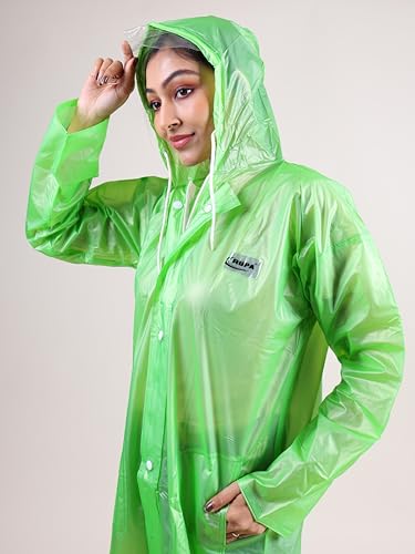 Image of Rupa Rainsuit Women Waterproof PVC Raincoat with Hood & Carry Bag | Lightweight Rainwear for Women with Front Zip | Solid Color | Standard Length | Pack of 1