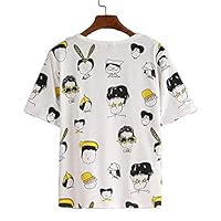 JUNEBERRY® Half Sleeve Regular Fit Cartoon Printed Pure Cotton Tshirt for Women & Girls