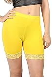 Oops Outlet Women's Lace Trim Jersey Gym Bike Cycling Hot Pants Tights Shorts