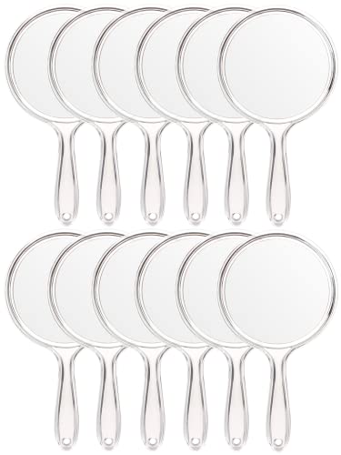 OMIRO Hand Mirror, Double-Sided Handheld Mirror 1X/3X Magnifying Mirror with Handle, Set of 12 (Clear)