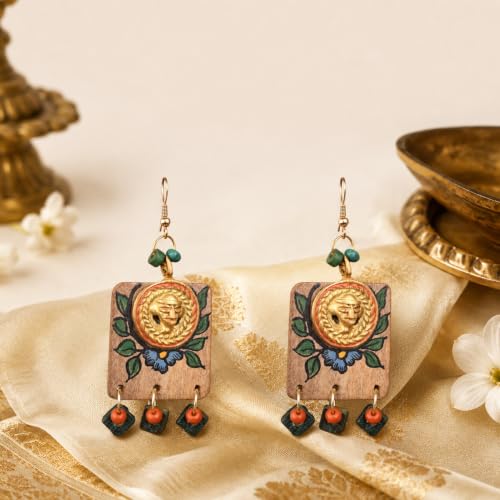 Image of Handcrafted Boho & Ethnic Earrings for Women - Wooden & Brass Statement Designs in Loop, Swing & Motif Styles