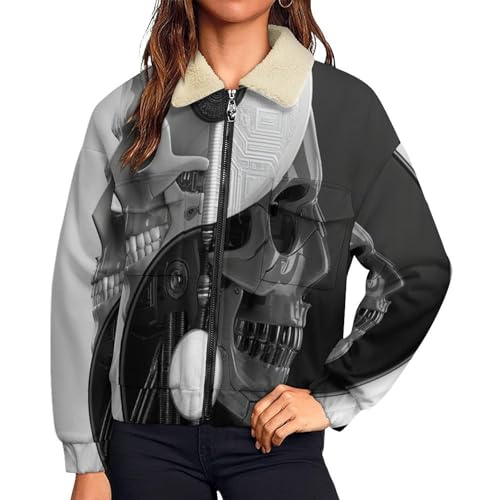 Manteau court contre le froid en veste polaire femme zippée épaisse en peluche Sherpa
