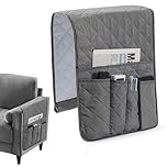 YancLife Sofa Armrest Organizer, Sofa Couch Waterproof Chair Armrest Durable Soft Caddy Organizer Holder for Phone, Cellphone, Book, Magazines, TV Remote Control, Space Saver Bag (Grey)