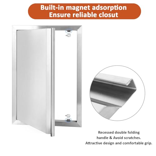 BI-DTOOL Outdoor Kitchen Single Doors 17" W X 24" H BBQ Access Door Thickened 304 Brushed Stainless Steel Doors for Indoor/Outdoor Kitchen Outdoor Cabinet Barbeque Grill or BBQ Island by BI-DTOOL - Image 3