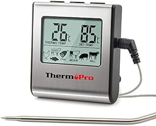ThermoPro TP16 Digitales Bratenthermometer Ofenthermometer Fleischthermometer Grillthermometer Küchen Thermometer mit Timer für BBQ, Grill, Smoker