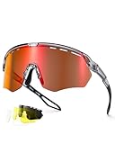 Meeloog Sports Sunglasses for Men Women Youth, UV Protection Wrap Around Glasses for Cycling Running Baseball Pickleball (P1 Grey Frame/Orange Mirrored Lens)