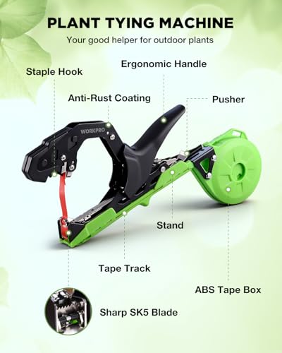 Máquina para amarrar plantas WORKPRO con guantes y accesorios miniatura 6