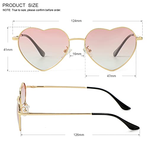 Gleyemor Girls Polarized Sunglasses, Cute Heart Shaped Sunglasses For Kids Girl Age 3-10 (Gold/Gradient Pink) #TOP5
