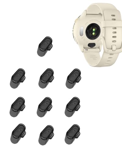 Paquete de 10 protectores de puerto de carga para Garmin Vivoactive 6, tapones antipolvo de TPU BOVUGAC compatibles con Garmin Vivoactive 6, color negro transparente