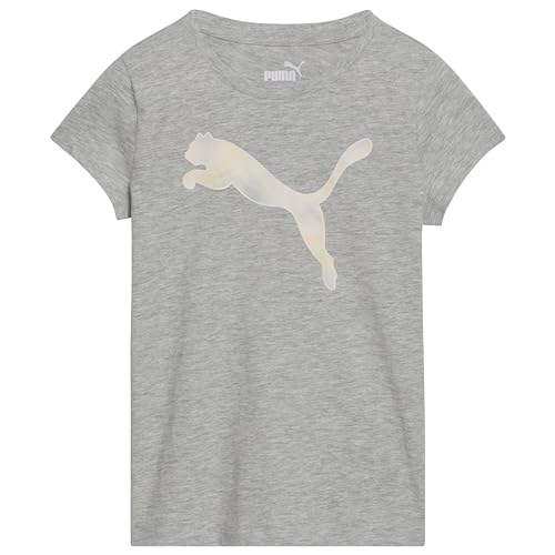 Image of Puma Girls Core Logo Short Sleeve T-Shirt, Crewneck, Soft and Lightweight