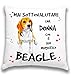 Cojín Beagle gadget divertido idea regalo cumpleaños para mujer niña amante Beagle - (relleno 38 x 38) mujer con Beagle