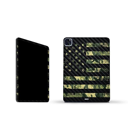 Image of MightySkins Carbon Fiber Skin Compatible with Apple iPad Pro 11 inch M2 4th Gen (2022) Full Wrap Kit - American Camo | Protective, Durable Textured Carbon Fiber Finish | Easy to Apply | Made in The USA