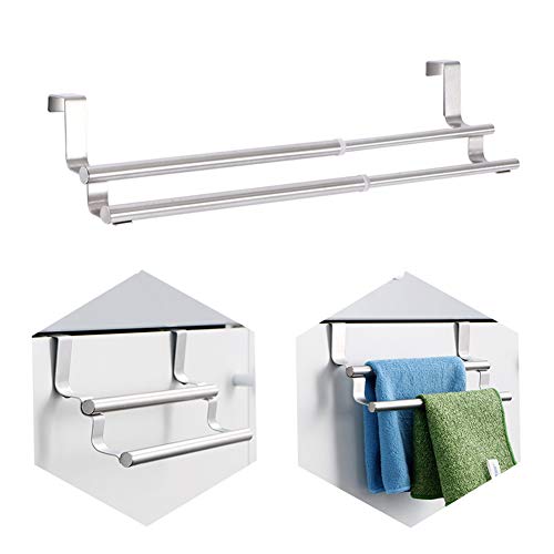 Over The Door Towel Rack Wasafire Kitchen Towel Holder Expandable Double Stainless Steel Over The Bathroom Towel Racks for Universal Fit on Inside or Outside of Cupboard Doors