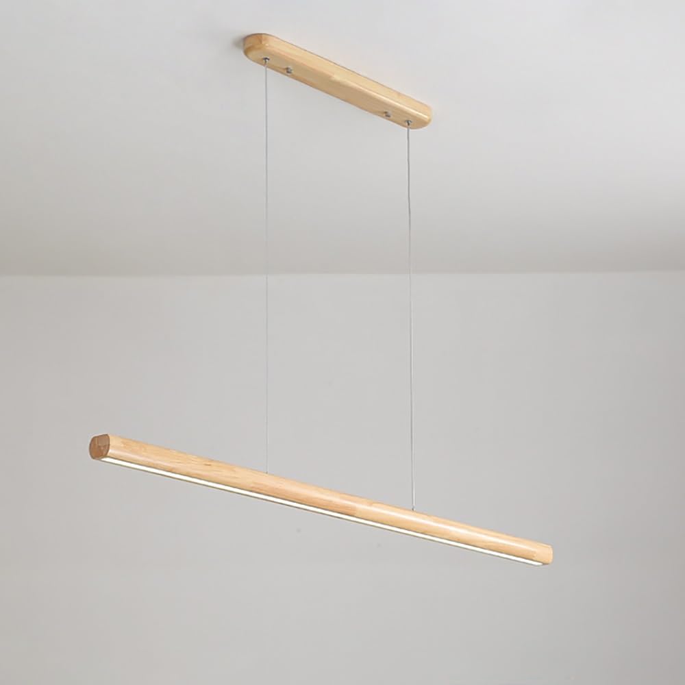 Luminaire suspendu linéaire en bois LED dimmable pour éclairage salle à manger