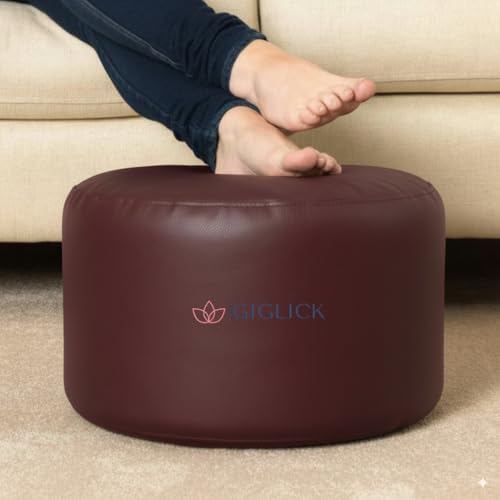 Image of 4XL Bean Bag Chair with Footrest & Cushion | Pre-Filled Beans | PVC Leatherette Lounger Sofa | Indoor & Outdoor Bean Bag with Pocket & Handle | Double Stitching | 6 Months Warranty Color- (Maroon)
