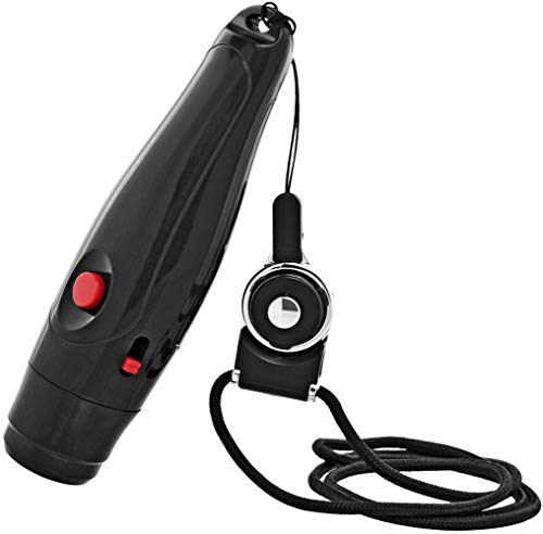 LikeBlue Silbato Electrónico Multiusos Silbato Deportivo de 3 Tonos con Cordón para Entrenadores Árbitros Entrenamiento Acampar, Negro