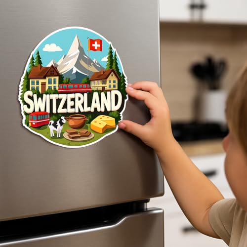 Image of Naxon Switzerland Country Theme Souvenir Wooden Refrigerator Stylish Fridge Magnet - Fridge Decoration Magnet for Kitchen & Home Decor | Perfect Souvenir Gift | Size 3x3 Inches | Pack of 1
