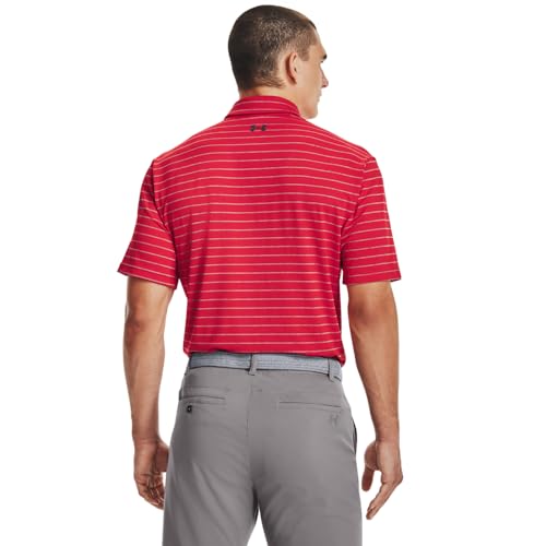 Under Armour Men's Playoff Polo Tour Striped, (600) Red/Steel/Pitch Gray, X-Large
